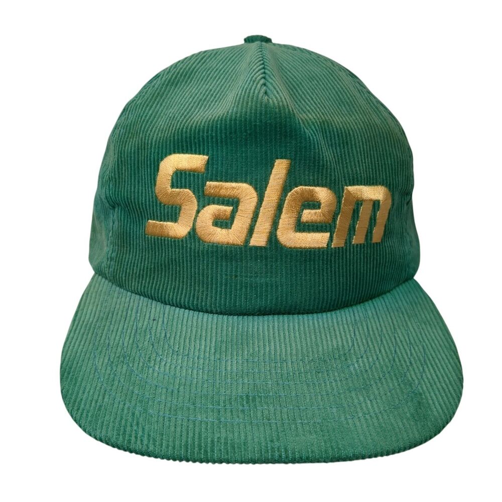 Salem Snapback Hat Green One Size Adjustable Embroidered Corduroy Gold Medal
